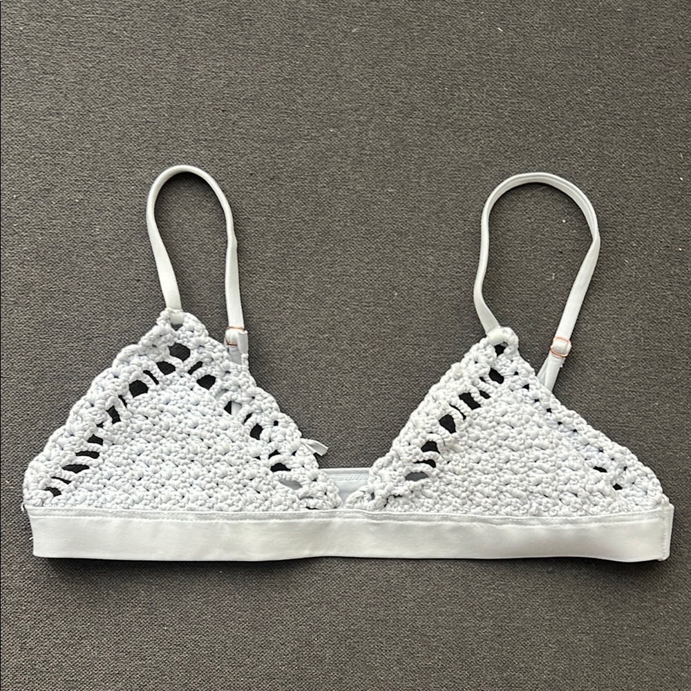 Frankie's Bikinis Light Gray Crochet Bralette